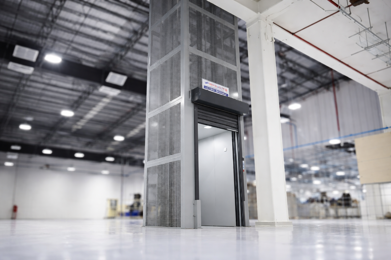 Industrial Goods Hoist in Warehouse